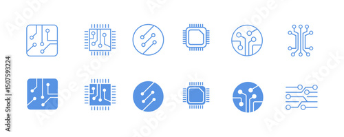 Circuit board icon set