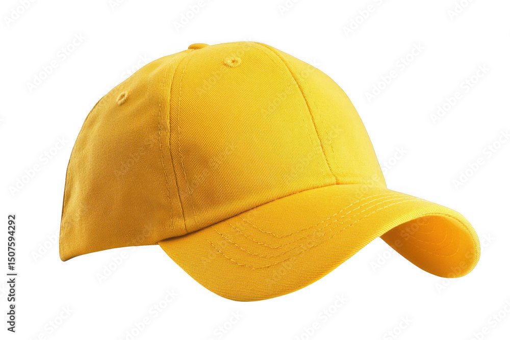 Fototapeta premium Yellow baseball cap isolated on white background on transparent background