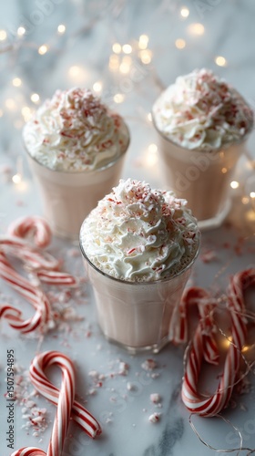 Delicious Peppermint Hot Chocolate Served With Whipped Cream and Candy Canes ...