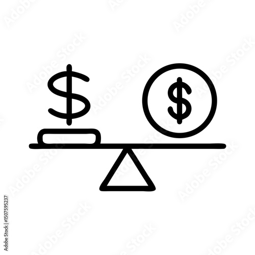 Balance scale with dollar signs representing financial value  