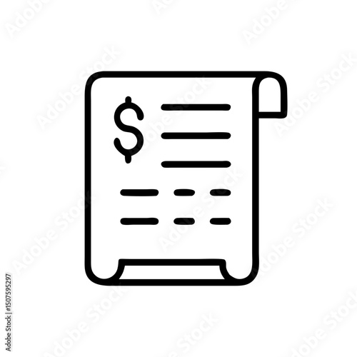 Invoice document with dollar sign and blank lines for details  