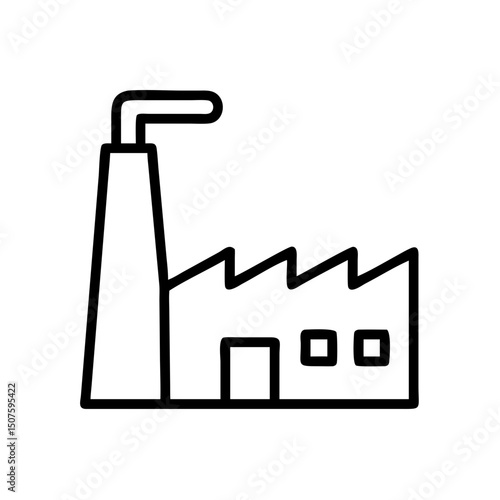 Simple factory illustration with smokestack in line art style  