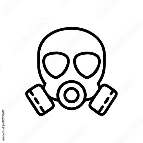 Gas mask illustration in simple line art style 