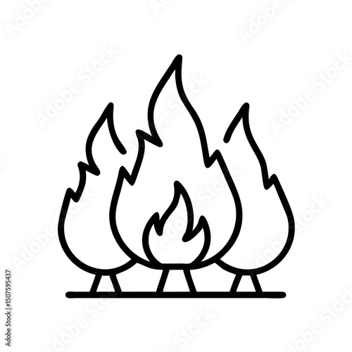 Outline of stylized flames representing fire in a minimal design  