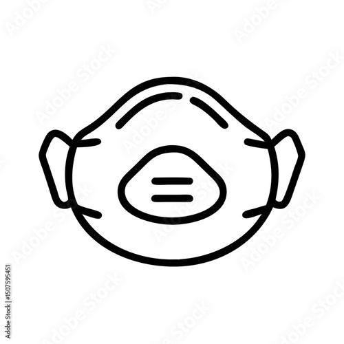 N95 face mask illustration in minimalist line art style  