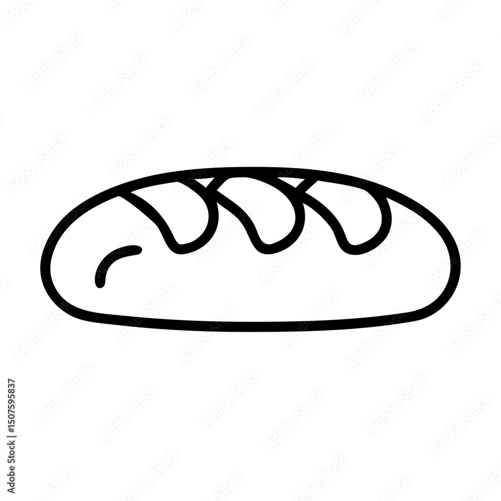 Outline illustration of a loaf of bread in simple design style Outline illustration of a loaf of bread in simple design style