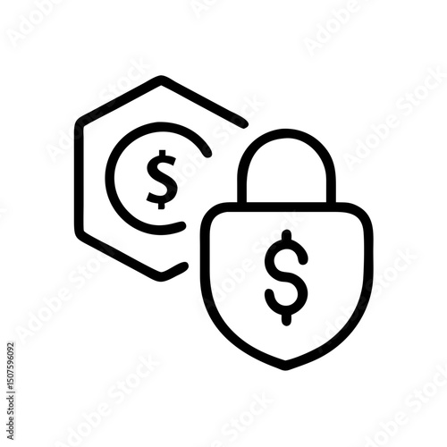 Secure payment symbol with padlock and dollar sign in minimal style  