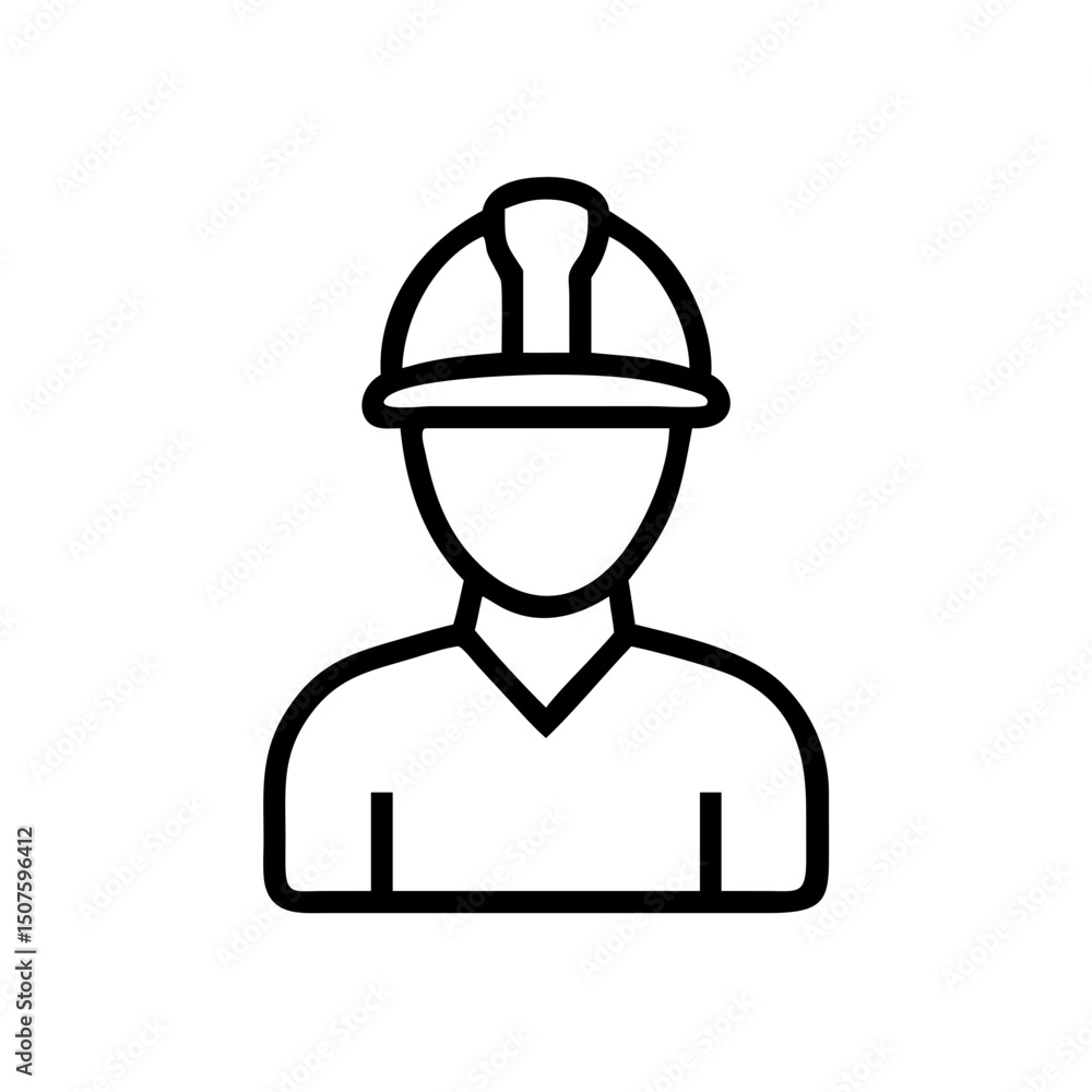 Outline of construction worker wearing safety helmet and uniform Outline of construction worker wearing safety helmet and uniform