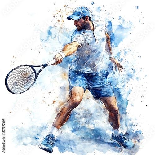 Dynamic tennis player in action.