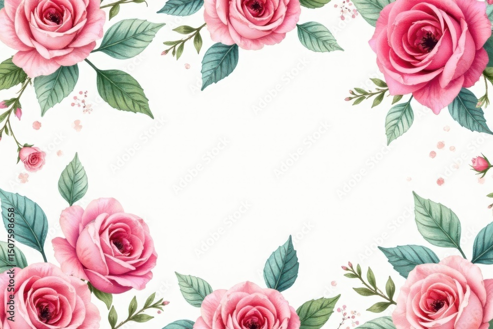 Delicate watercolor roses & leaves, repeating pattern, romantic, surface, beauty Delicate watercolor roses & leaves, repeating pattern, romantic, surface, beauty