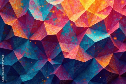 Geometric mosaic, tessellated shapes, vibrant colors , lines, repeat