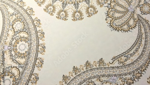 Subtle paisley print in muted shades of grey and beige , calming, sophisticated, sophisticated