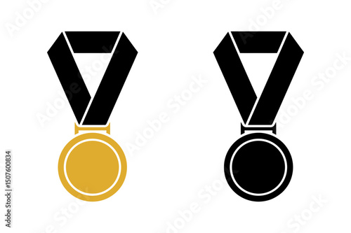 Gold and black medal award achievement competition