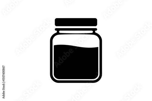 Black liquid in jar container simple vector image