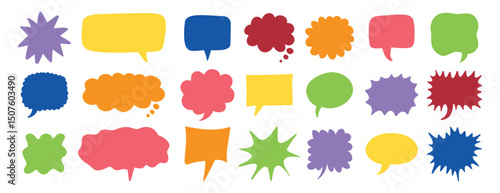 colorful speech bubbles set. Hand drawn vector cute communication bubbles. speech bubble collection