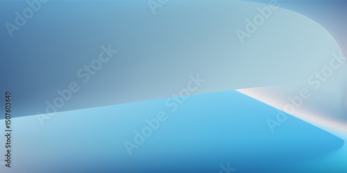 Simple art blue white gradient studio background pattern. Abstract luxurious sparkling light. Shiny walls and floors. Flat metal.