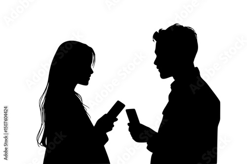 Contactless payment between small businesses, vector illustration