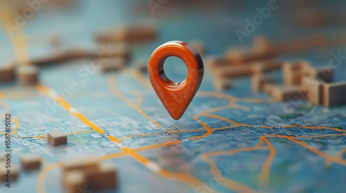 Detailed map with an orange location marker.