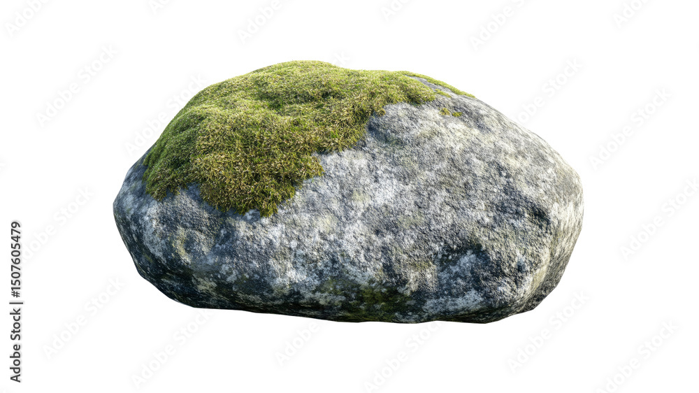 Moss-Covered Boulder Isolated on Transparent Background Moss-Covered Boulder Isolated on Transparent Background