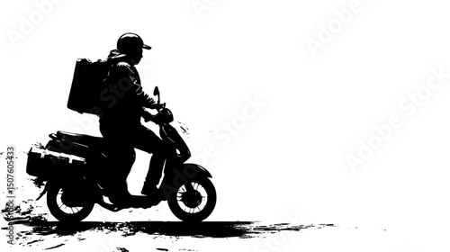 Food delivery person after hours, vector graphic