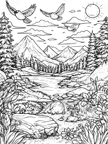 Forest conservation project attracting global investors, black vector graphic