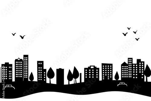 Green corridor connecting urban neighborhoods, vector illustration art