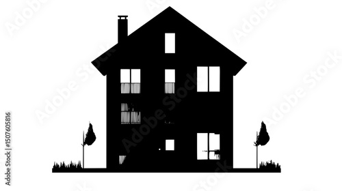 House with strategic window placement, vector illustration