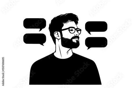 Moderator controlling conversation flow, vector illustration