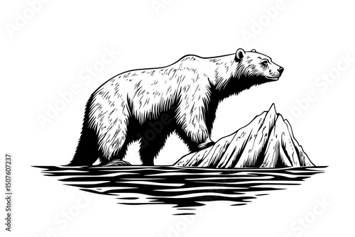 Polar bear on shrinking iceberg, vector design