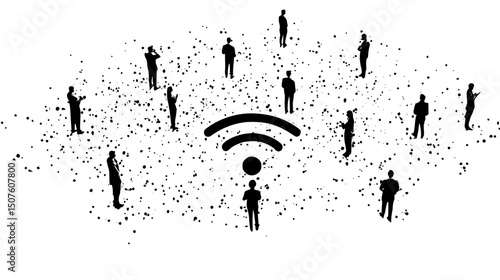 Secure wifi network for banking, black vector graphic