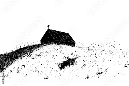 Solar panels covering former wasteland, vector graphic
