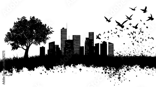 Sustainable development funded through bonds, black vector graphic