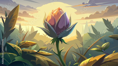 Delicate Flower Bud Captured in Soft Morning Light