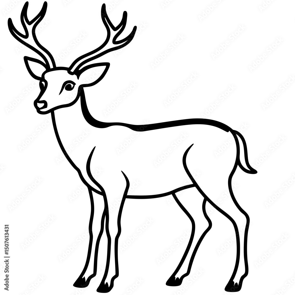 Minimal Deer Silhouette Vector on White Minimal Deer Silhouette Vector on White