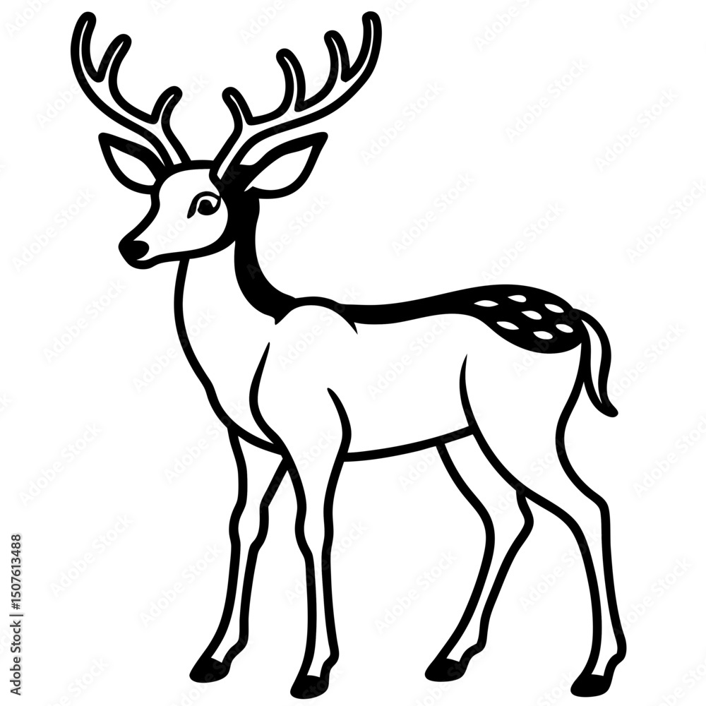 Minimal Deer Silhouette Vector on White Minimal Deer Silhouette Vector on White