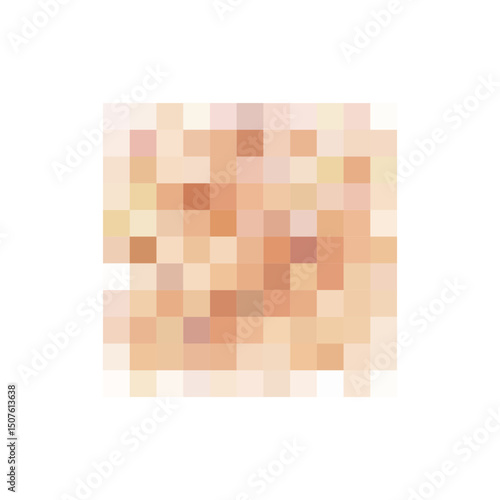 Censor blur effect texture isolated on white background. Blurry pixel color censorship element. Vector nude skin tone pattern