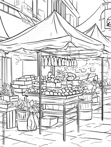 Community swap meet with goods, vector illustration