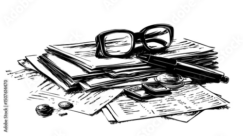 Deductions reducing taxable income, black vector graphic