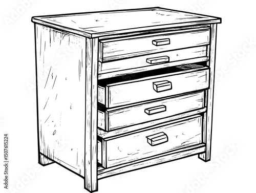 Filing cabinet with missing folders, vector graphic