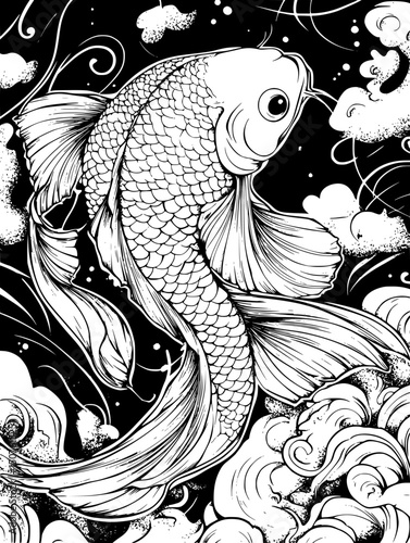 Fish avoiding affected habitat areas, vector design