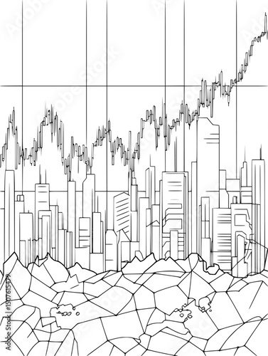 Graph showing market ups and downs, vector illustration