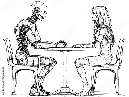 Machine conversation indistinguishable from humans, vector graphic