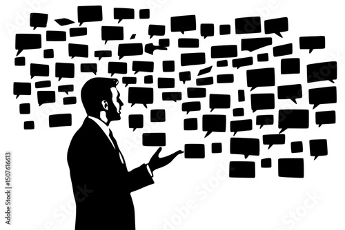 Moderator controlling conversation flow, vector illustration art