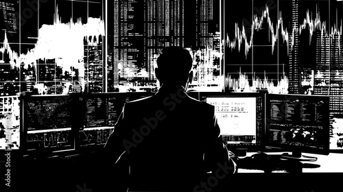 Person trading on exchange platform, vector graphic