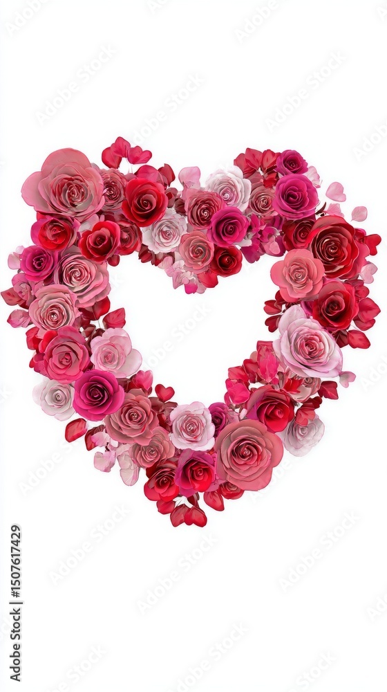 Beautiful Heart Made of Vibrant Roses in Various Shades for a Romantic Occasion Beautiful Heart Made of Vibrant Roses in Various Shades for a Romantic Occasion
