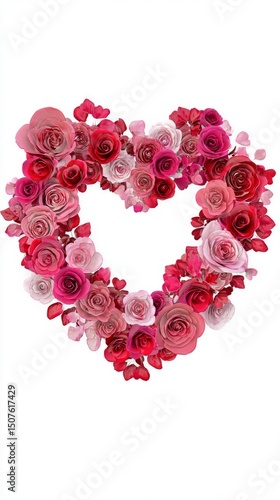 Beautiful Heart Made of Vibrant Roses in Various Shades for a Romantic Occasion