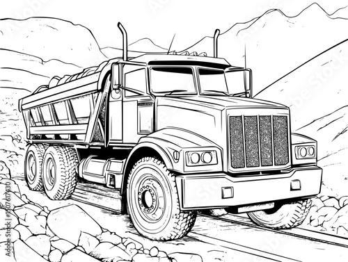 Raw materials transportation convoy, vector graphic