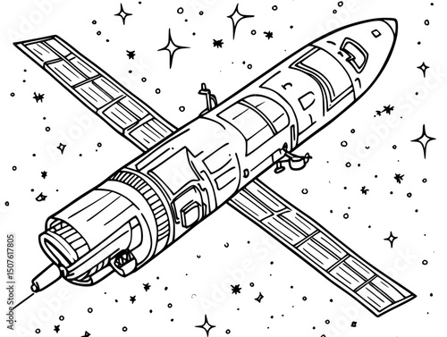 Satellite deployment ignoring earthly needs, vector illustration art