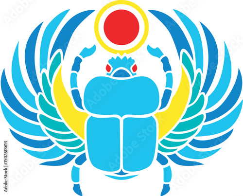 Egyptian beetle symbol Khepri god amulet egypt vector isolated design