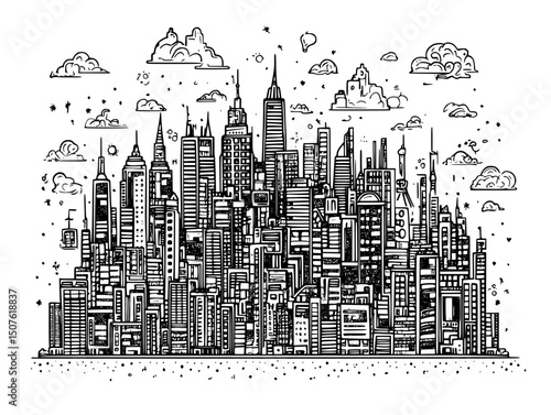 Urban density versus suburban sprawl, vector graphic